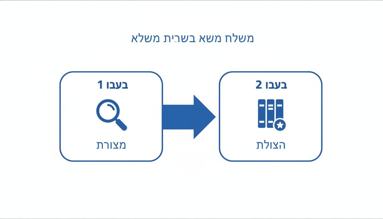 תרשים זרימה המציג תהליך אינדקס: סריקת מידע מובנה וארגונו למאגר נתונים מסודר.