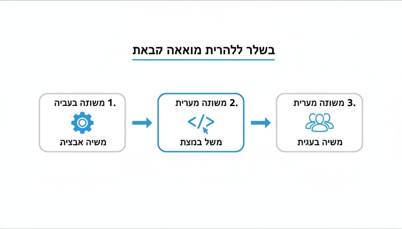 תרשים זרימה המציג שלושה שלבים ליצירת מודעה: משימה עצמית, משימה מערכתית ואינטראקציה קהילתית.