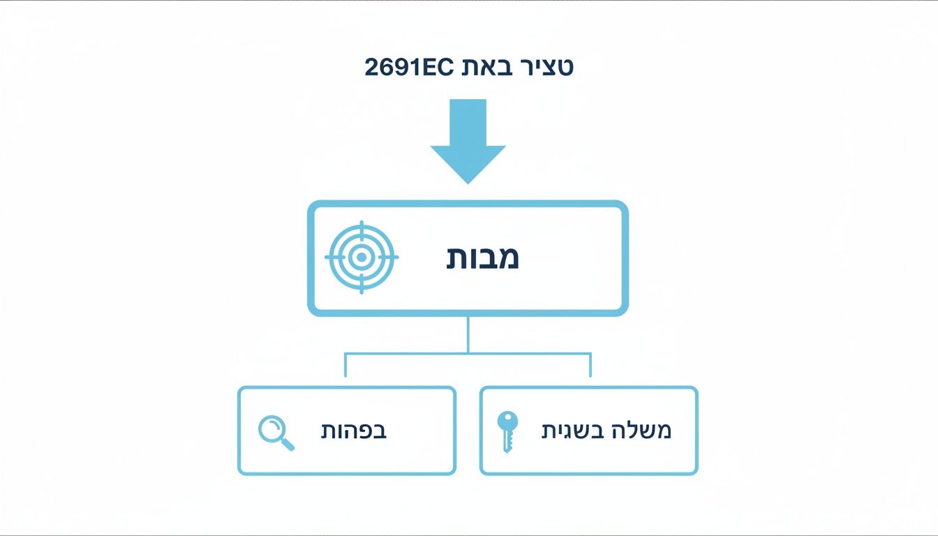 תרשים זרימה המציג יעדים מרכזיים המתפצלים לשני נושאים: פירוט והיבטי מפתח משניים.