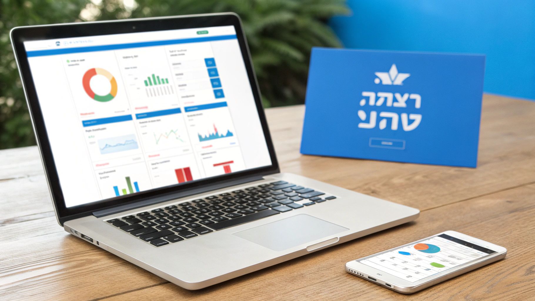אישה עובדת על מחשב נייד ומשתמשת במספר וירטואלי