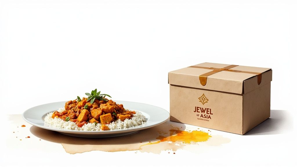 A selection of Jewel of Asia's signature dishes, beautifully presented and ready for delivery.