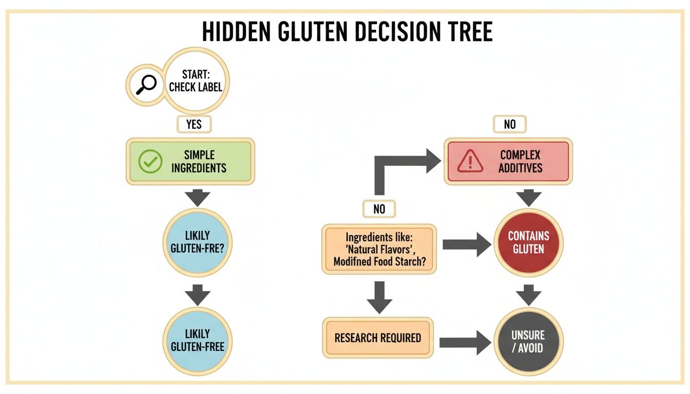 A decision tree to identify hidden gluten in food labels and ingredients.