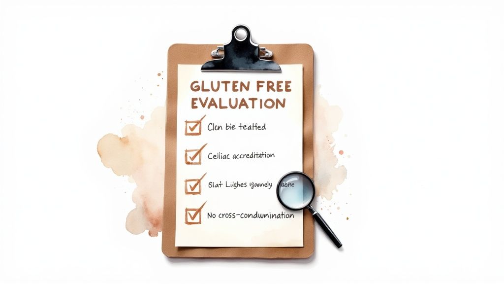 Woman carefully checking a meal delivery box in her kitchen