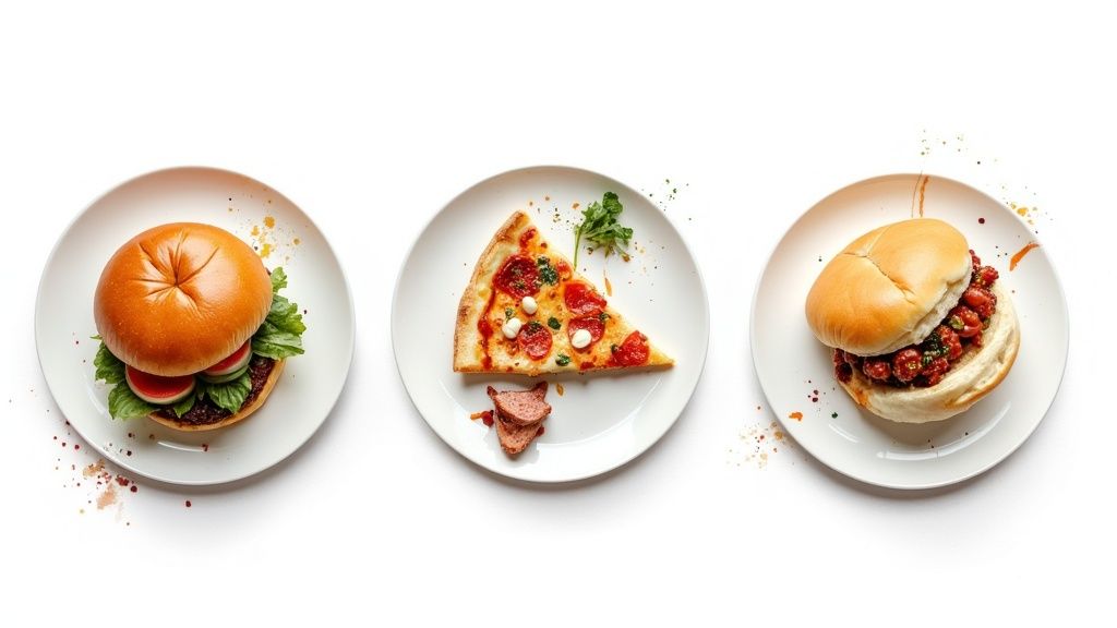 A variety of colourful street food dishes served from a food truck.