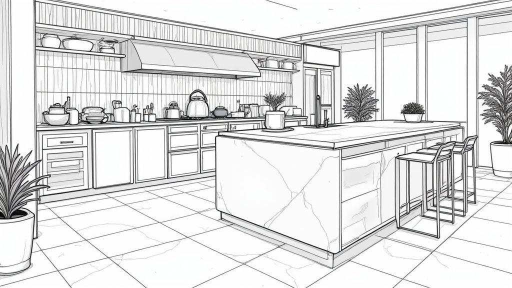 Moderne minimalistische buitenkeuken