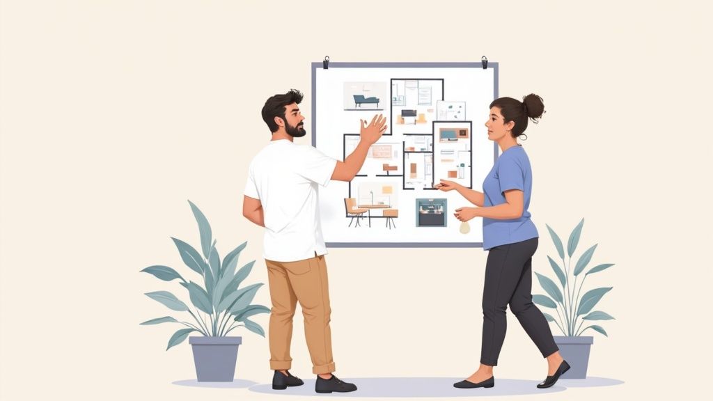 Stijlvol ingerichte woonkamer met modern meubilair en elegante inrichting.