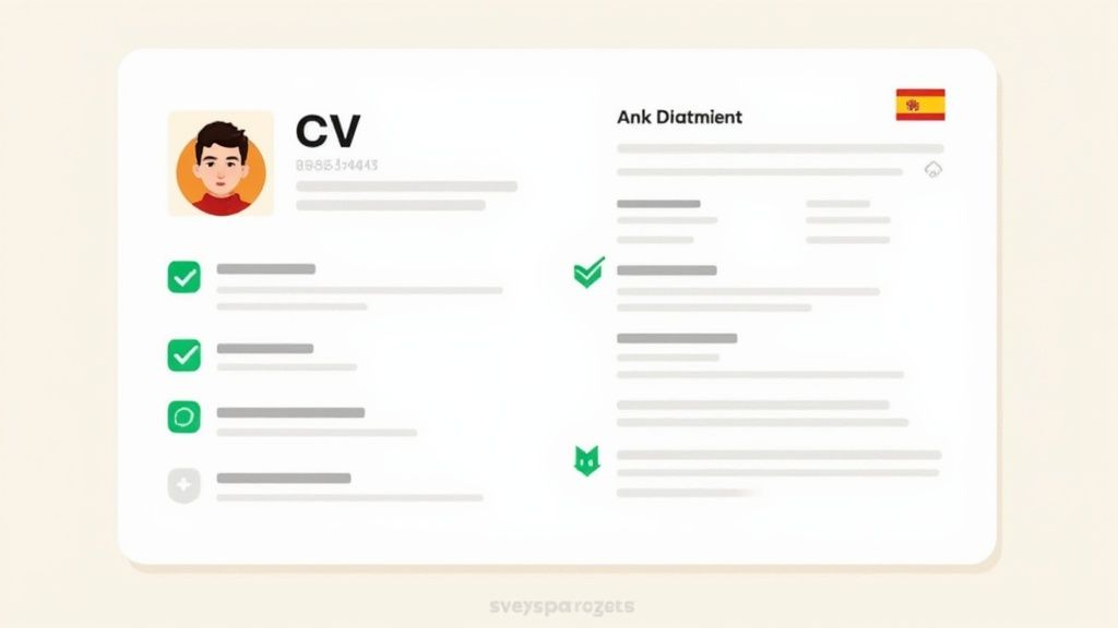 Een professionele setting waarin iemand officiële documenten ondertekent die Spaanse teksten voorstellen.
