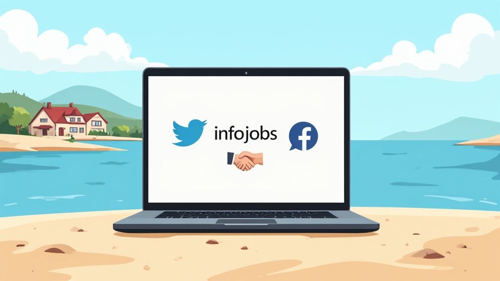 Woman on a laptop looking for jobs in Jávea