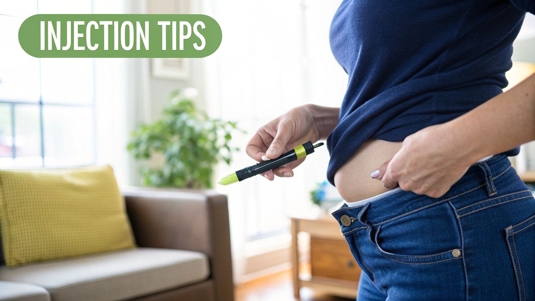 A person preparing a semaglutide injection pen, with a focus on hygiene and proper technique.