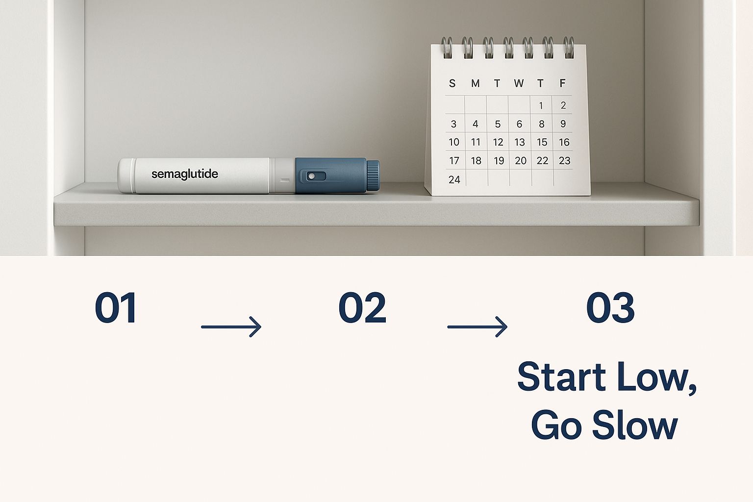 Infographic about semaglutide dosing schedule