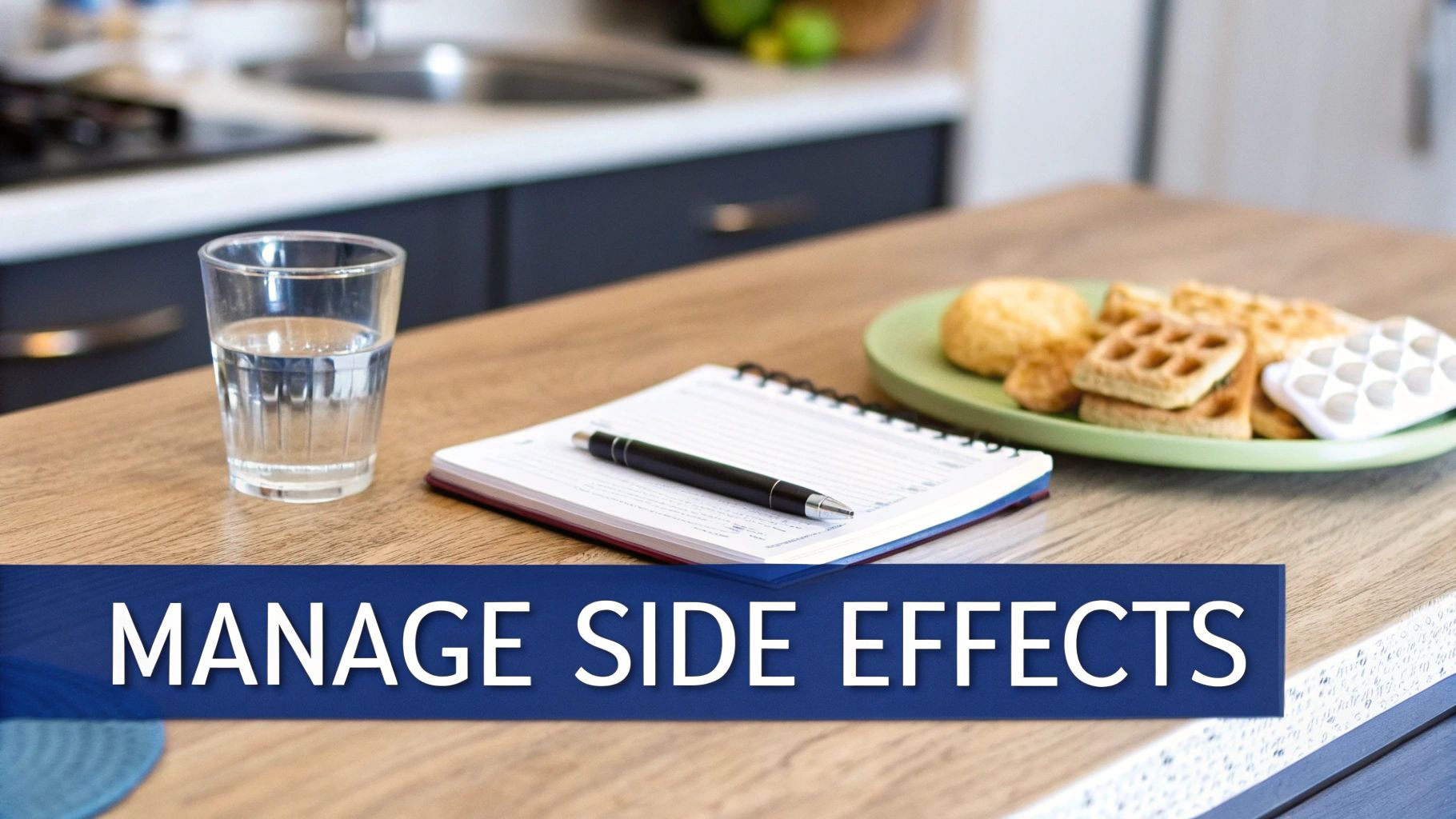 A woman sits thoughtfully by a window with a journal and pen.