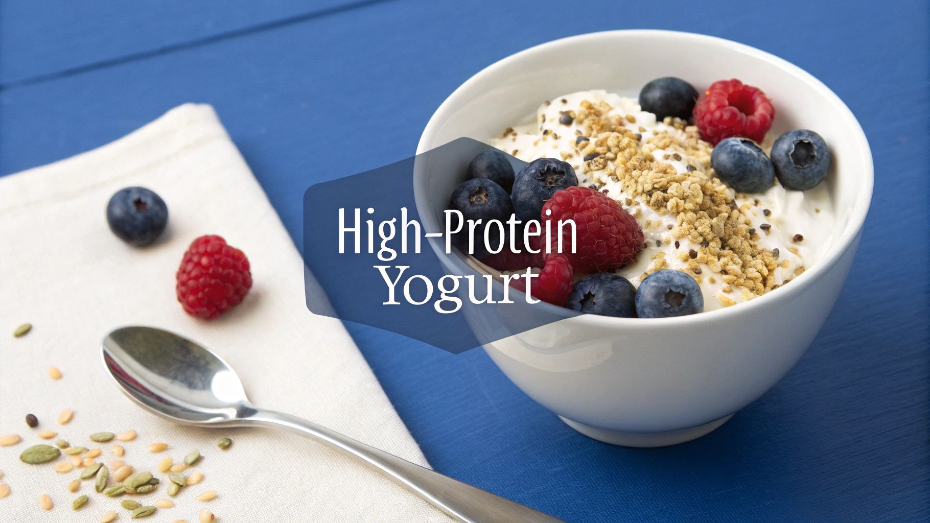 A bowl of Greek yogurt topped with fresh berries and a drizzle of honey, next to a container of cottage cheese.