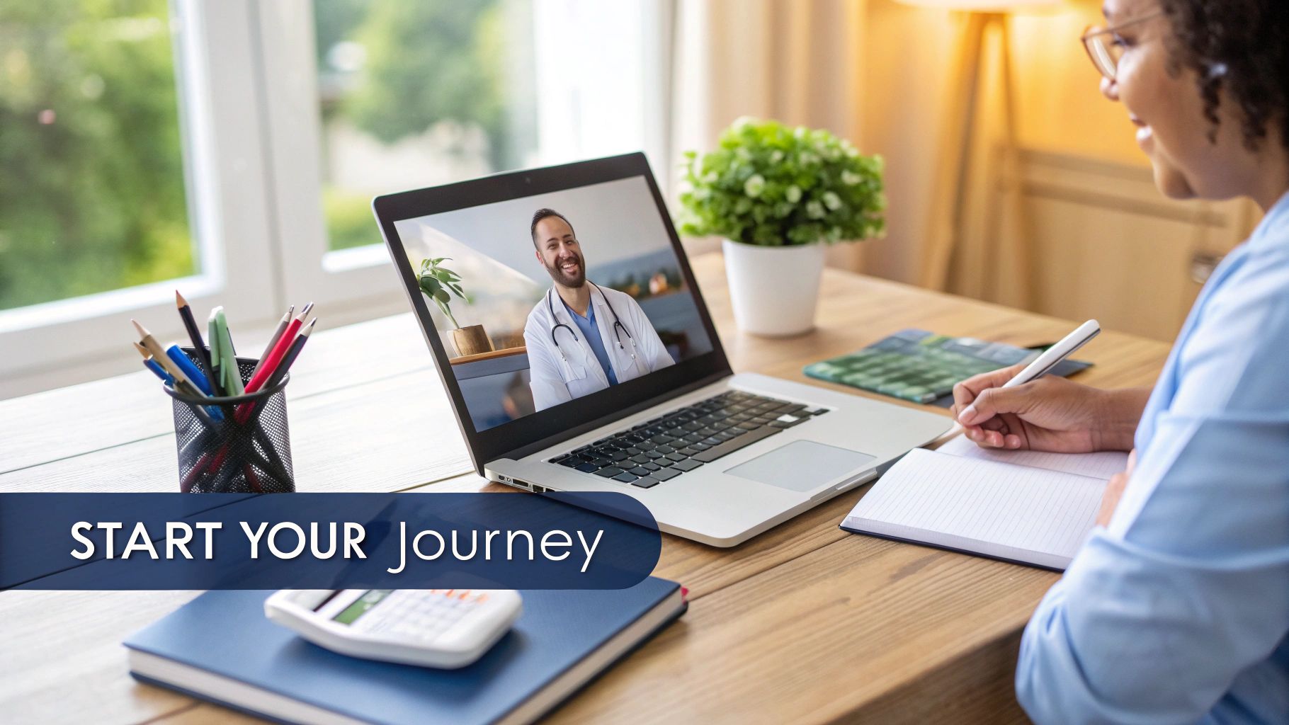 A woman smiling and looking at her phone, feeling positive about her health journey.