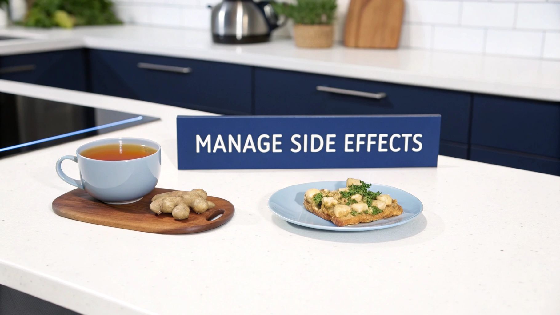 A person drinking a glass of water and looking relaxed, representing wellness and managing side effects.