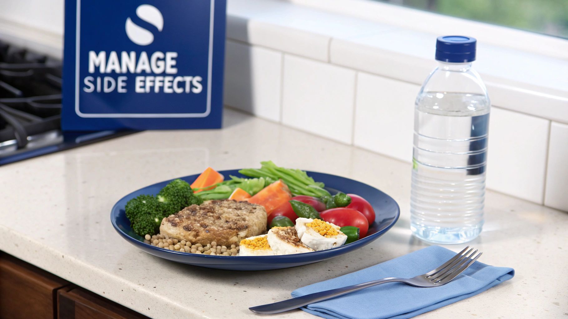 Person holding their stomach gently, looking thoughtful but not in pain