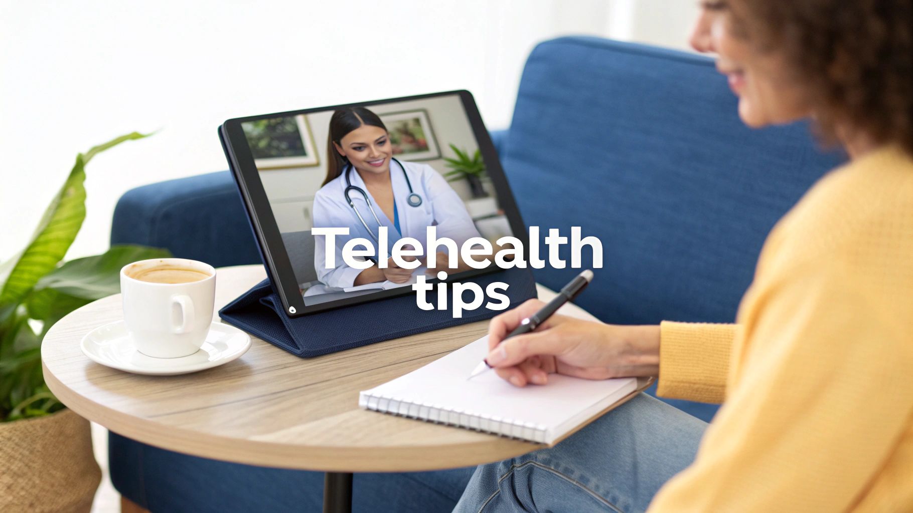 A woman having a telehealth consultation on her laptop