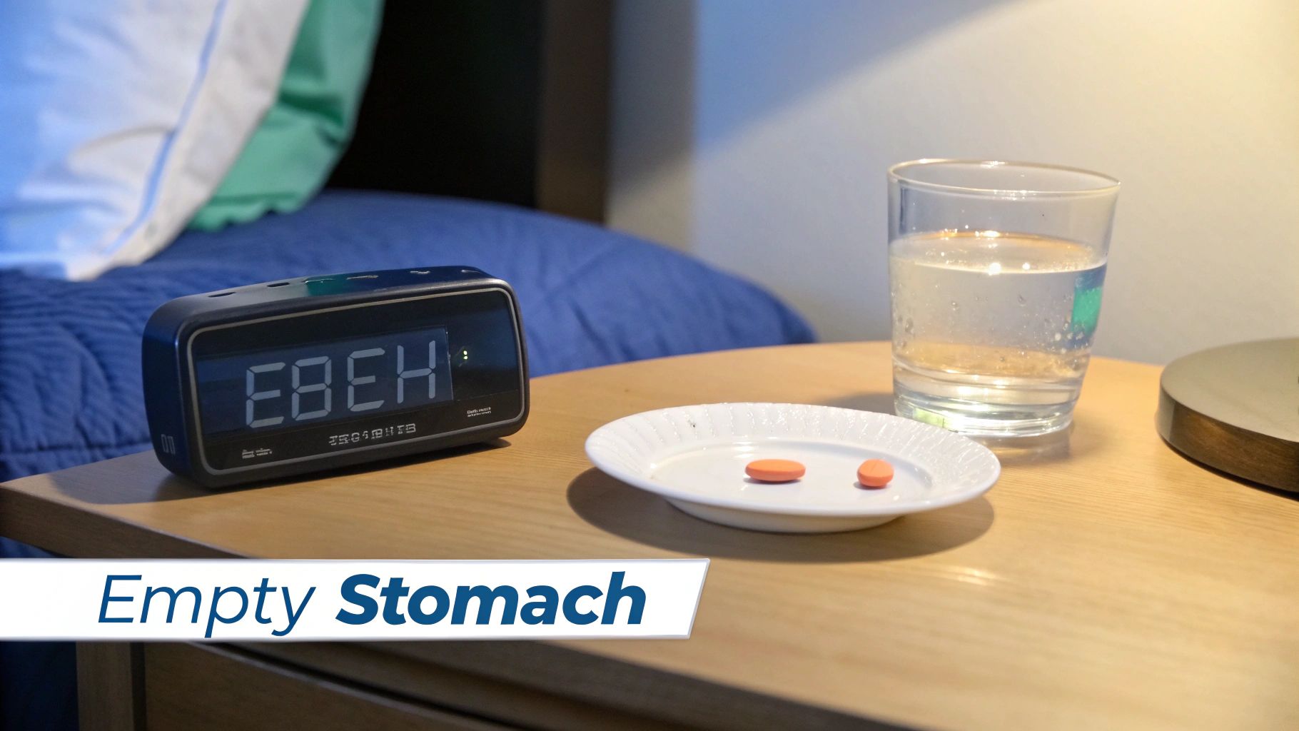 Woman taking a pill in the morning with a glass of water