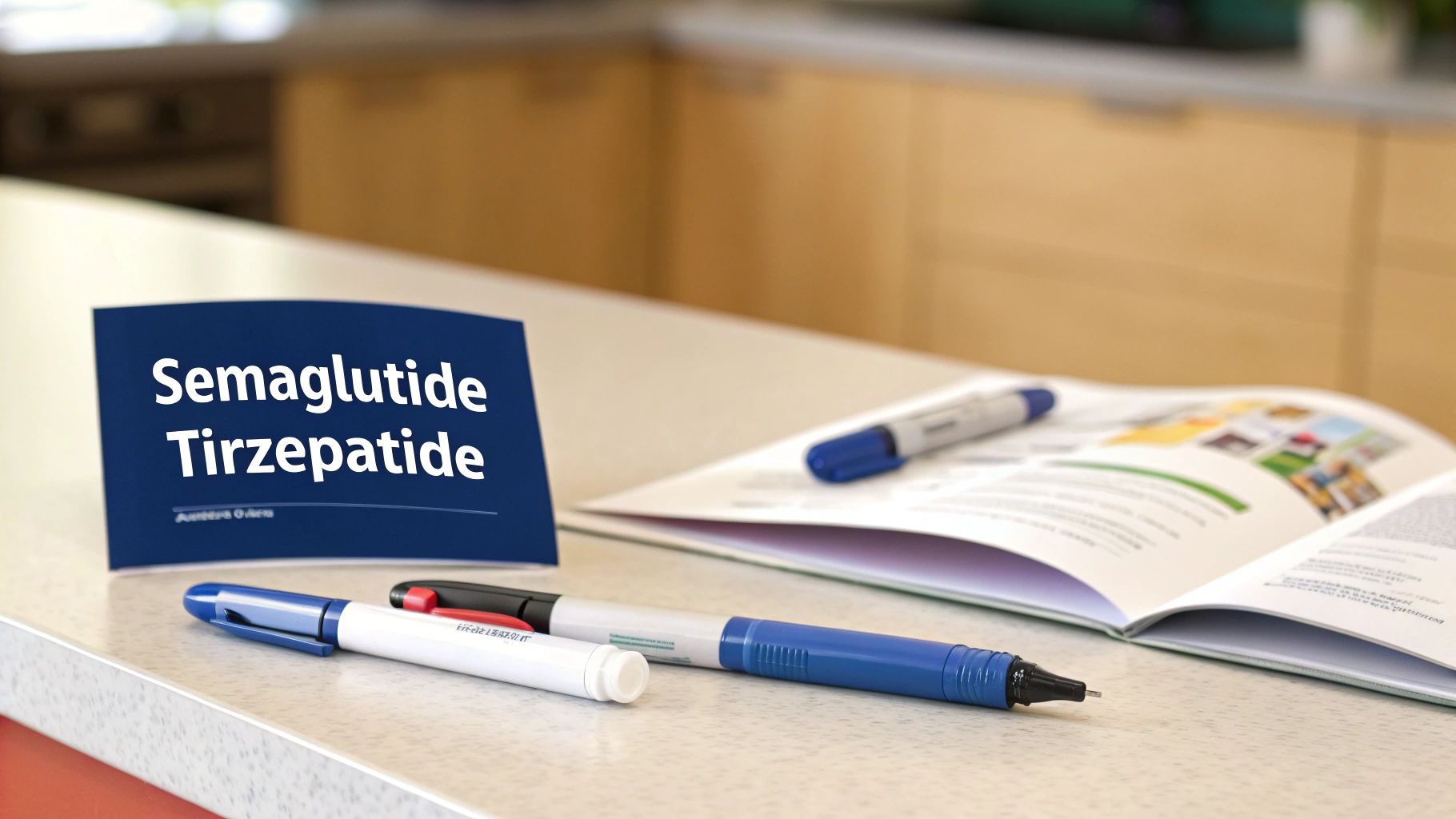 A person holding a medication box while consulting with a healthcare provider on a laptop.