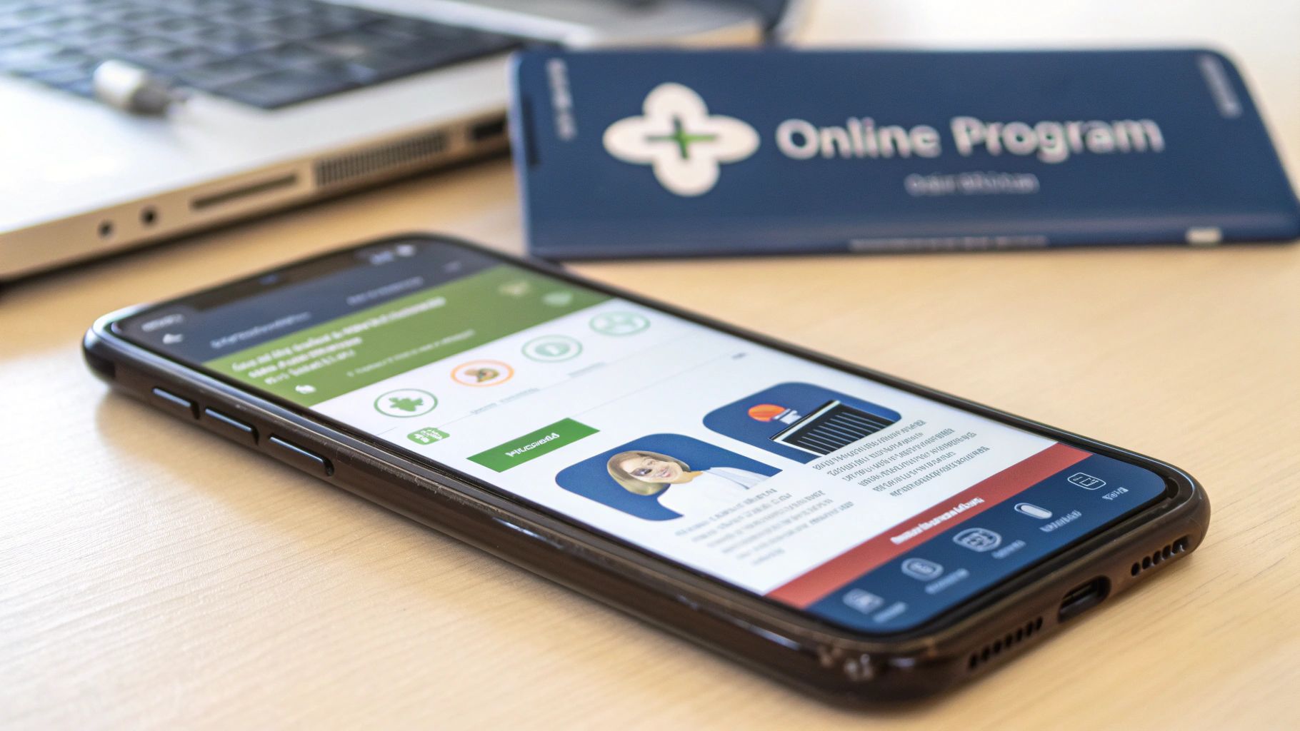 A smiling healthcare professional consults with a patient via a tablet, showcasing a telehealth appointment.