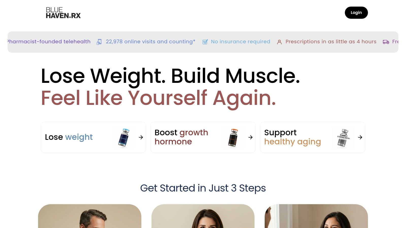 Blue Haven RX's online platform for prescription services