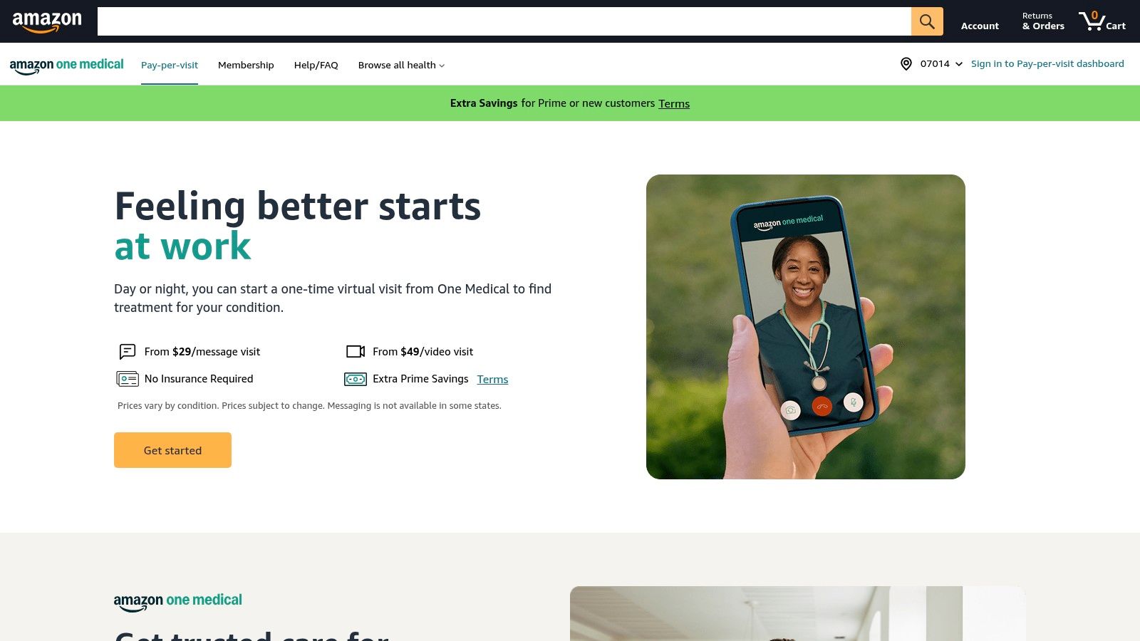 Amazon One Medical (Pay‑per‑visit telehealth)