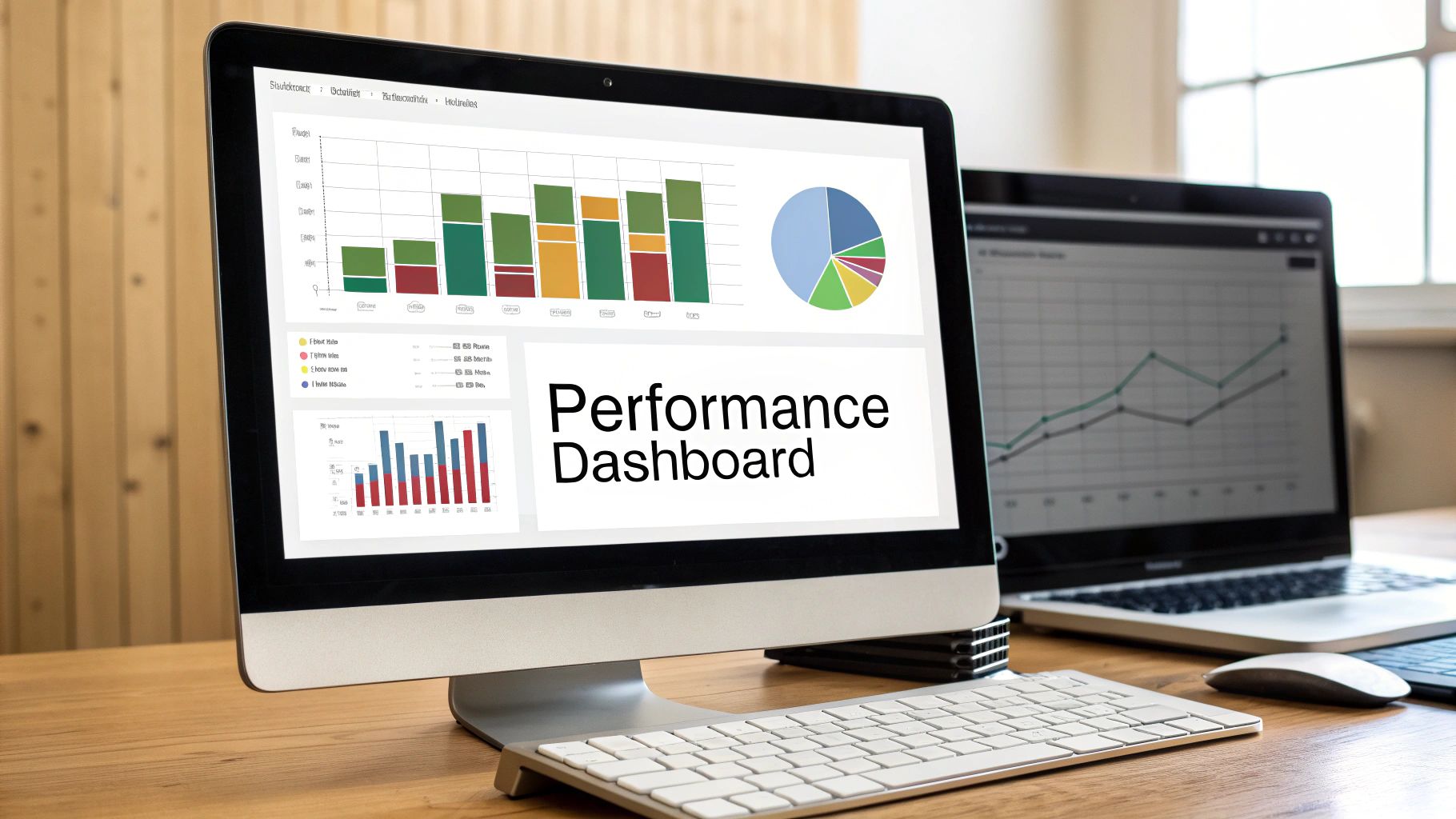 An Excel dashboard showing charts and graphs that visualize trading performance, such as win rate and profit by day.
