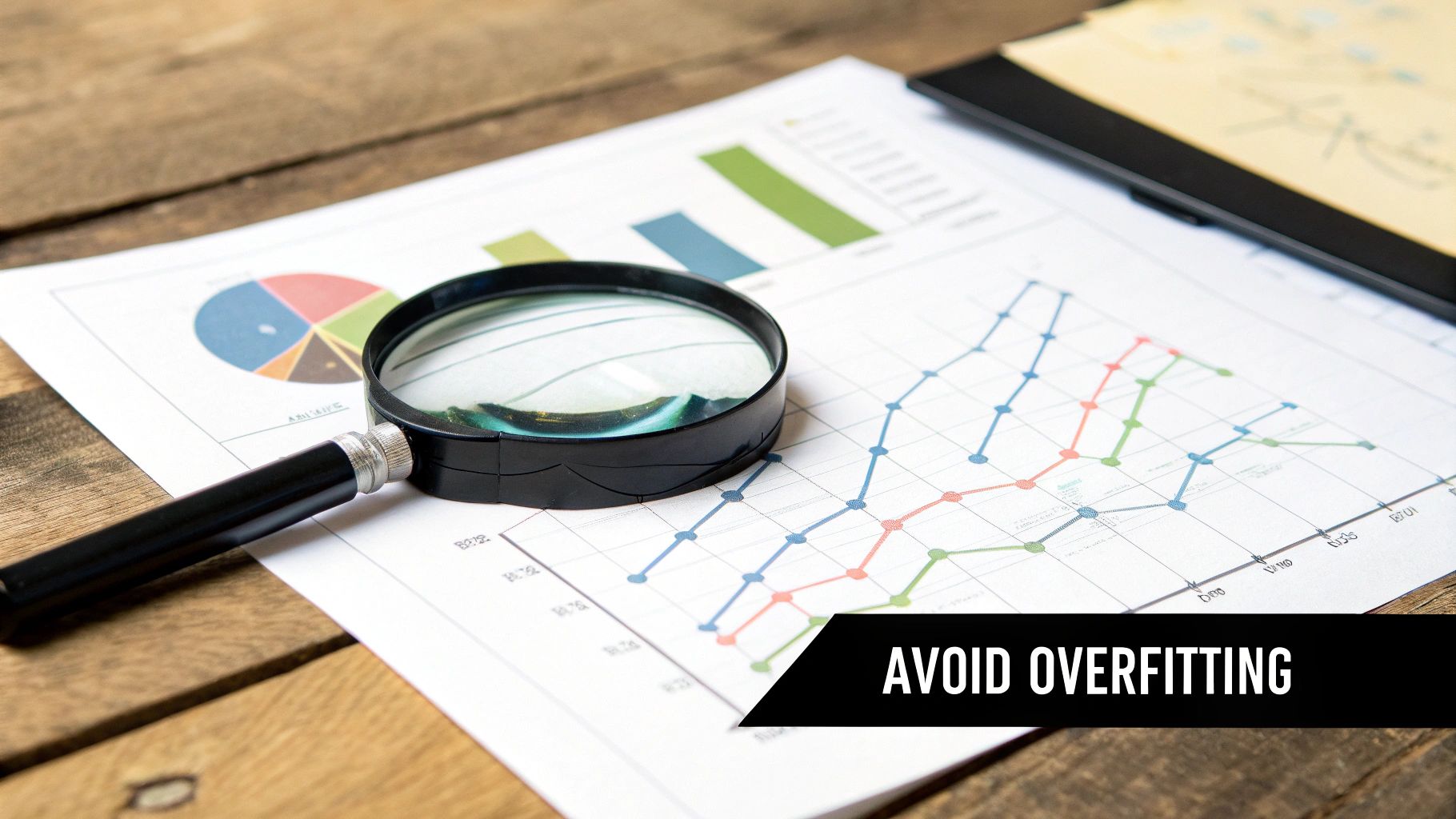 A trader carefully reviewing data on a tablet, with a look of intense focus, symbolizing the detailed analysis needed to avoid overfitting. A trader carefully reviewing data on a tablet, with a look of intense focus, symbolizing the detailed analysis needed to avoid overfitting.