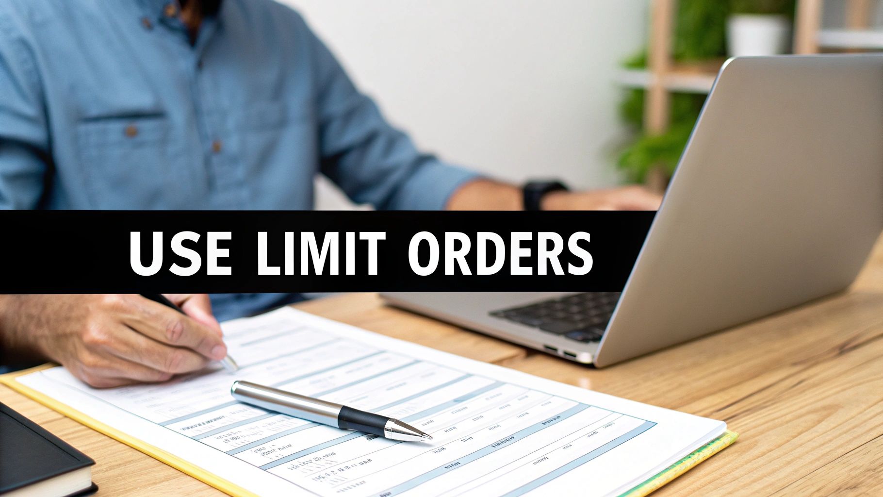 A trader analyzing charts on a computer screen to strategize against slippage A trader analyzing charts on a computer screen to strategize against slippage