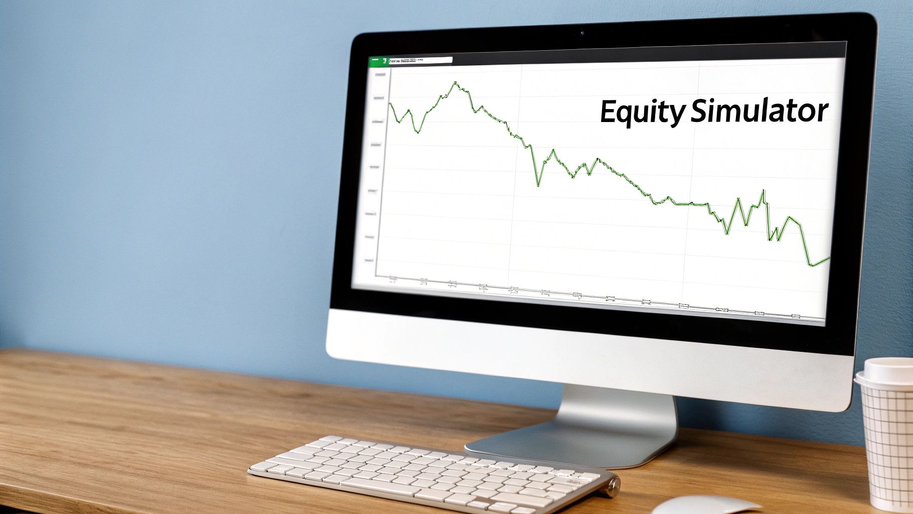 A stylized graph showing a trading equity curve going up and down over time, representing account balance fluctuations.