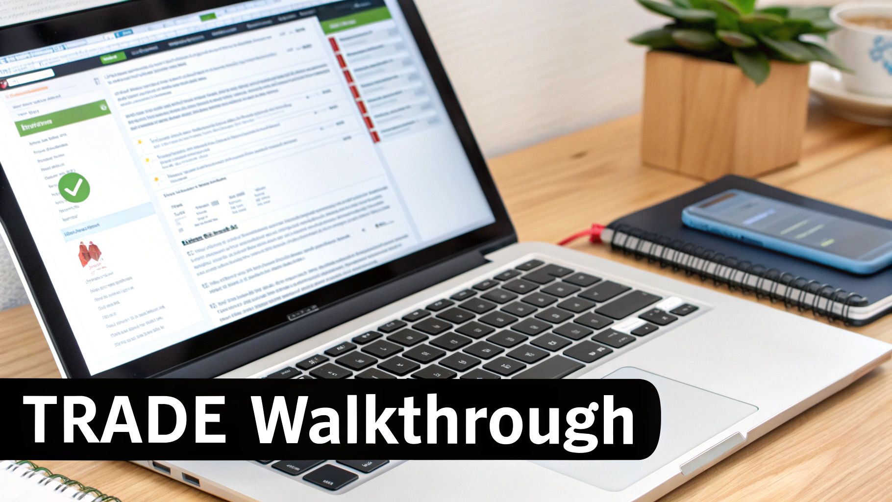 A person writing in a trading journal with charts in the background. A person writing in a trading journal with charts in the background.