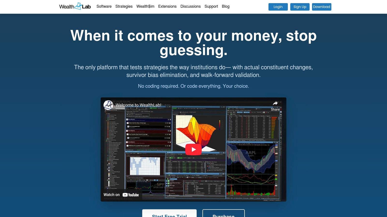 Wealth-Lab 8 backtesting dashboard showing portfolio performance metrics.