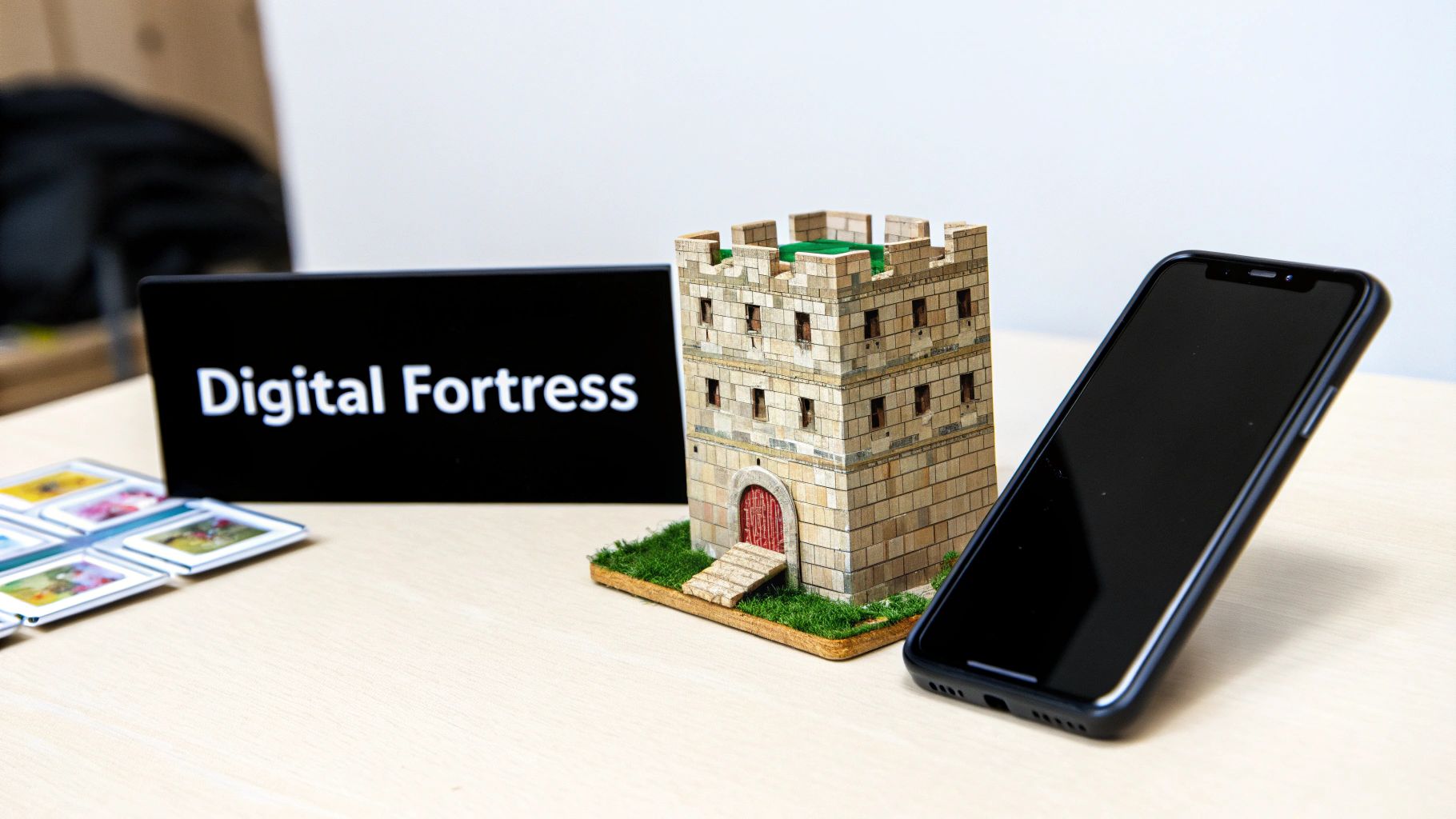 A person building a digital shield to protect their brand.