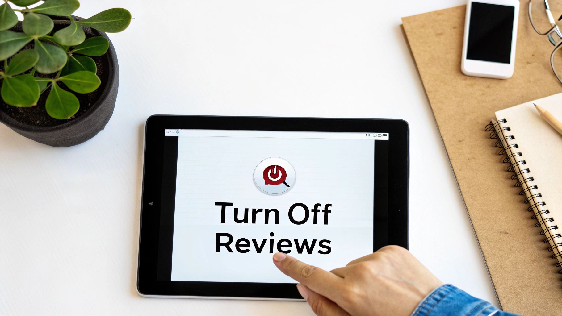 A person at a desk managing their business's social media page settings.