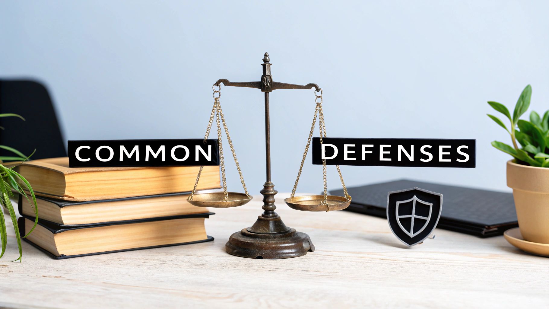 A shield icon representing legal defenses against defamation claims