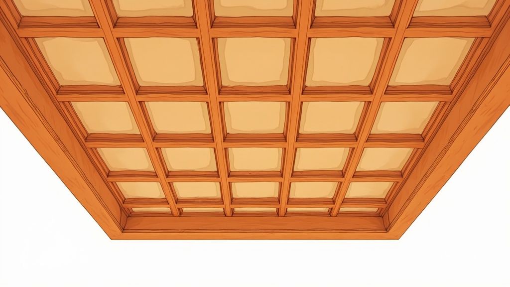 Classic Wooden Box Coffer Ceiling