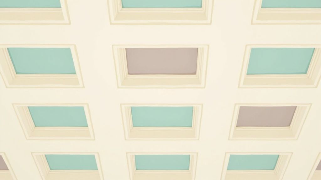 Coffered Ceiling with Painted Coffer Boxes