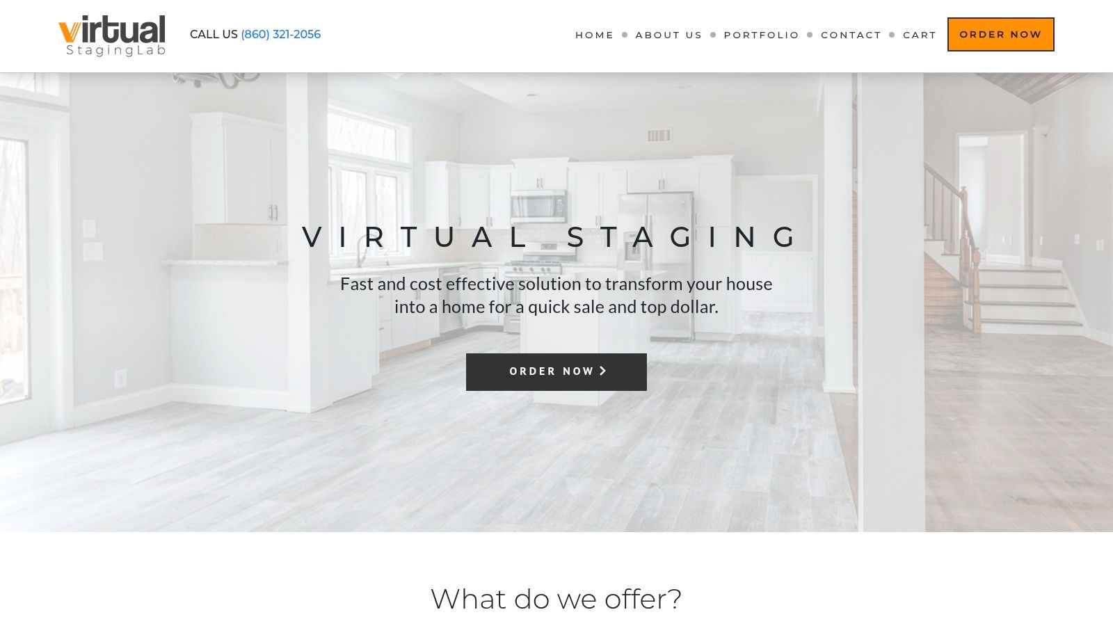 A room before and after virtual staging by Virtual Staging Lab, showcasing a furnished living space.