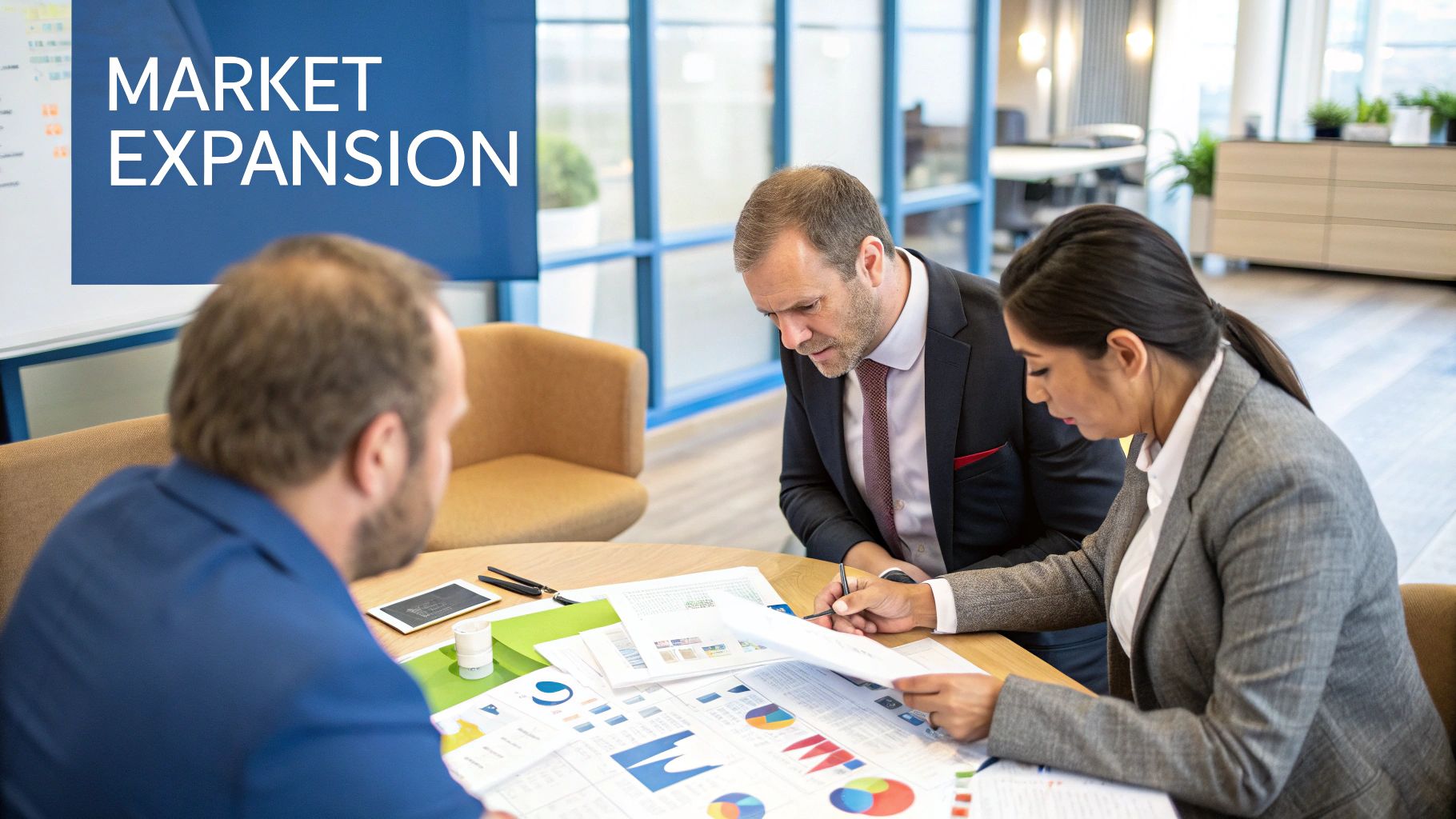 A graph showing market share and growth potential in a new county