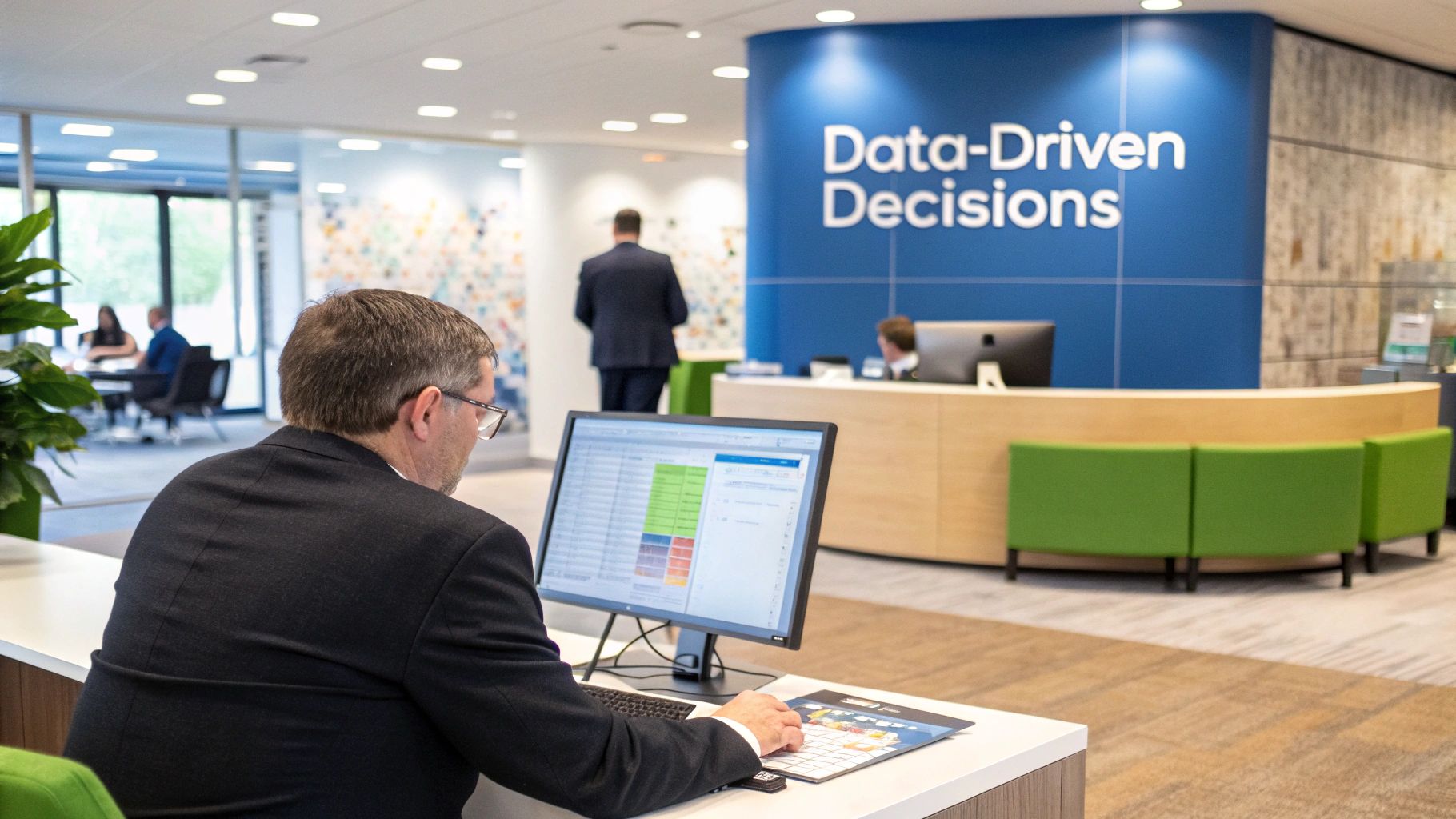 A person pointing to a chart showing positive growth trends.