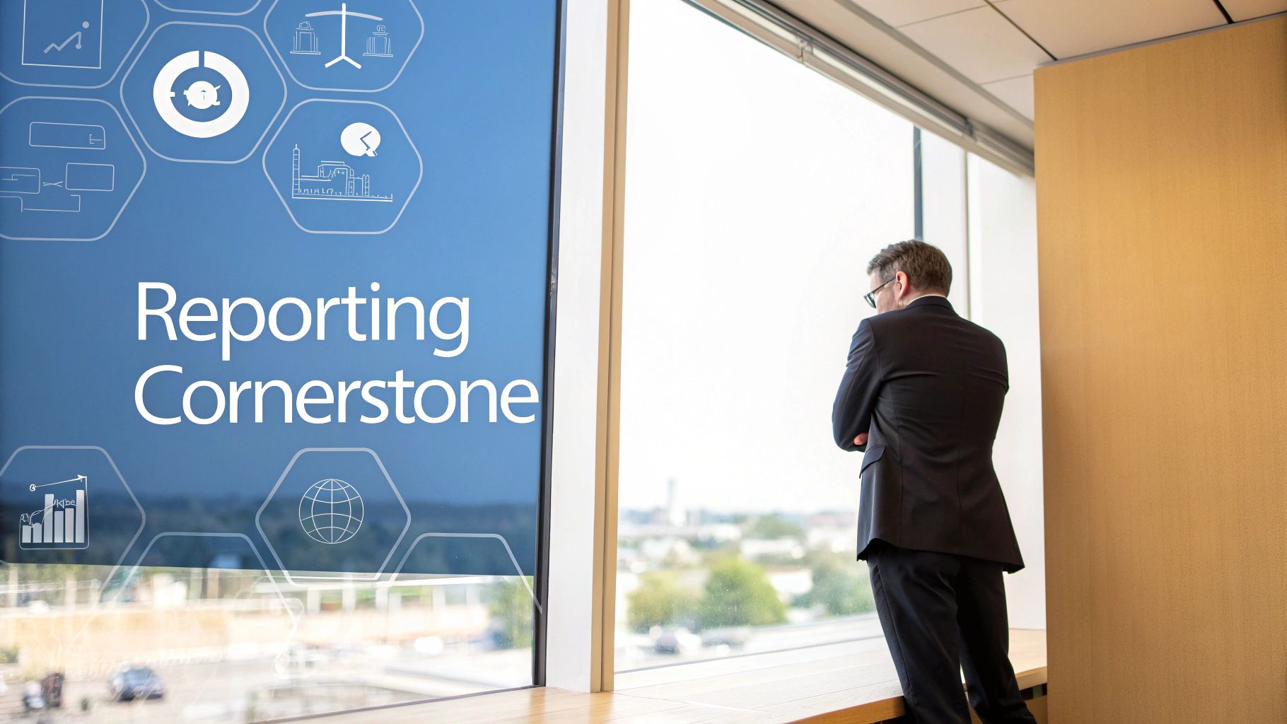 A professional woman analyzing data on a transparent screen, representing the strategic importance of Metro 2 software for banking decisions.
