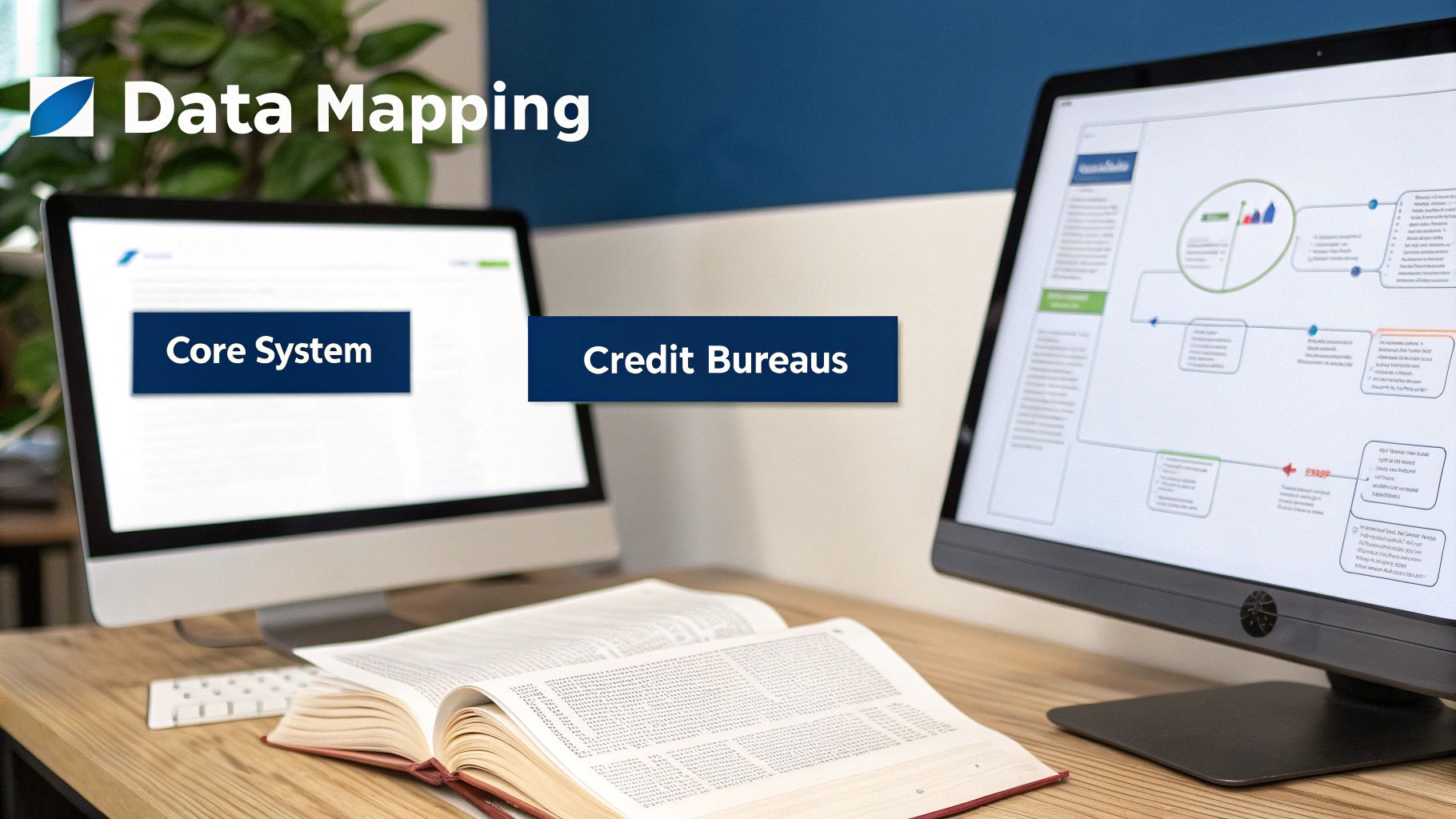 A flowchart showing data flowing from a bank's core system, through a transformation and mapping process, into the standardized Metro 2 format for credit bureaus.