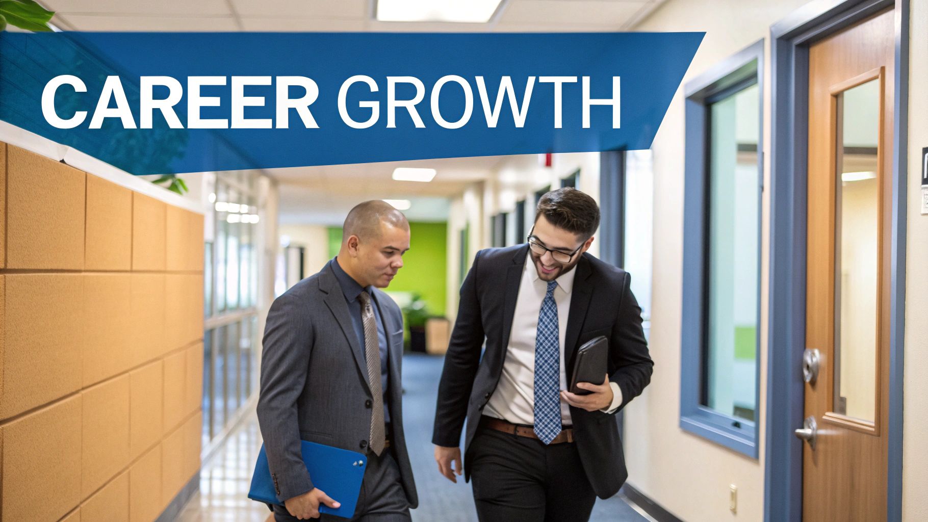 A senior banking professional mentoring a junior colleague in a modern office environment.