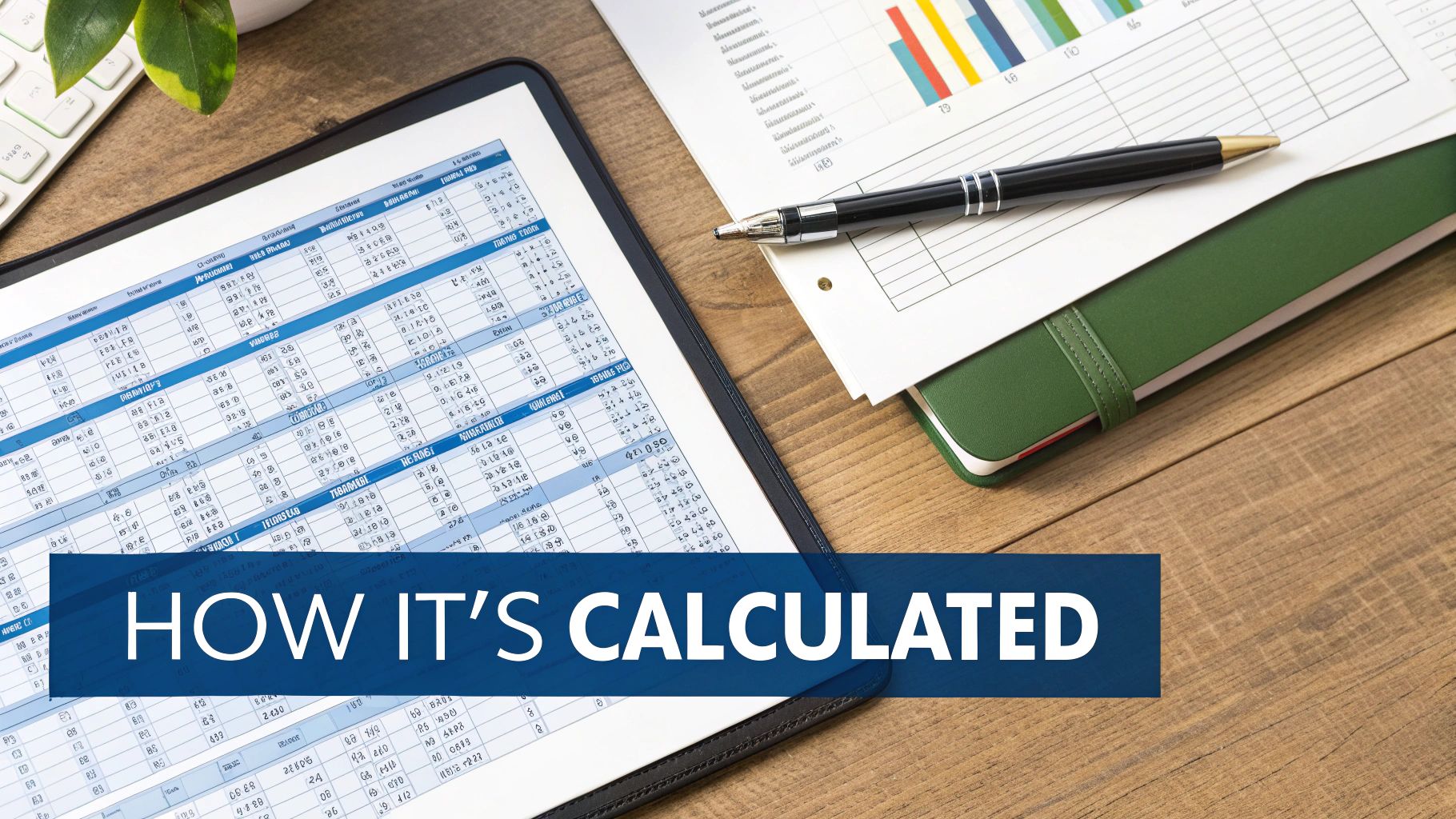 A magnifying glass hovering over a financial formula, highlighting its components.