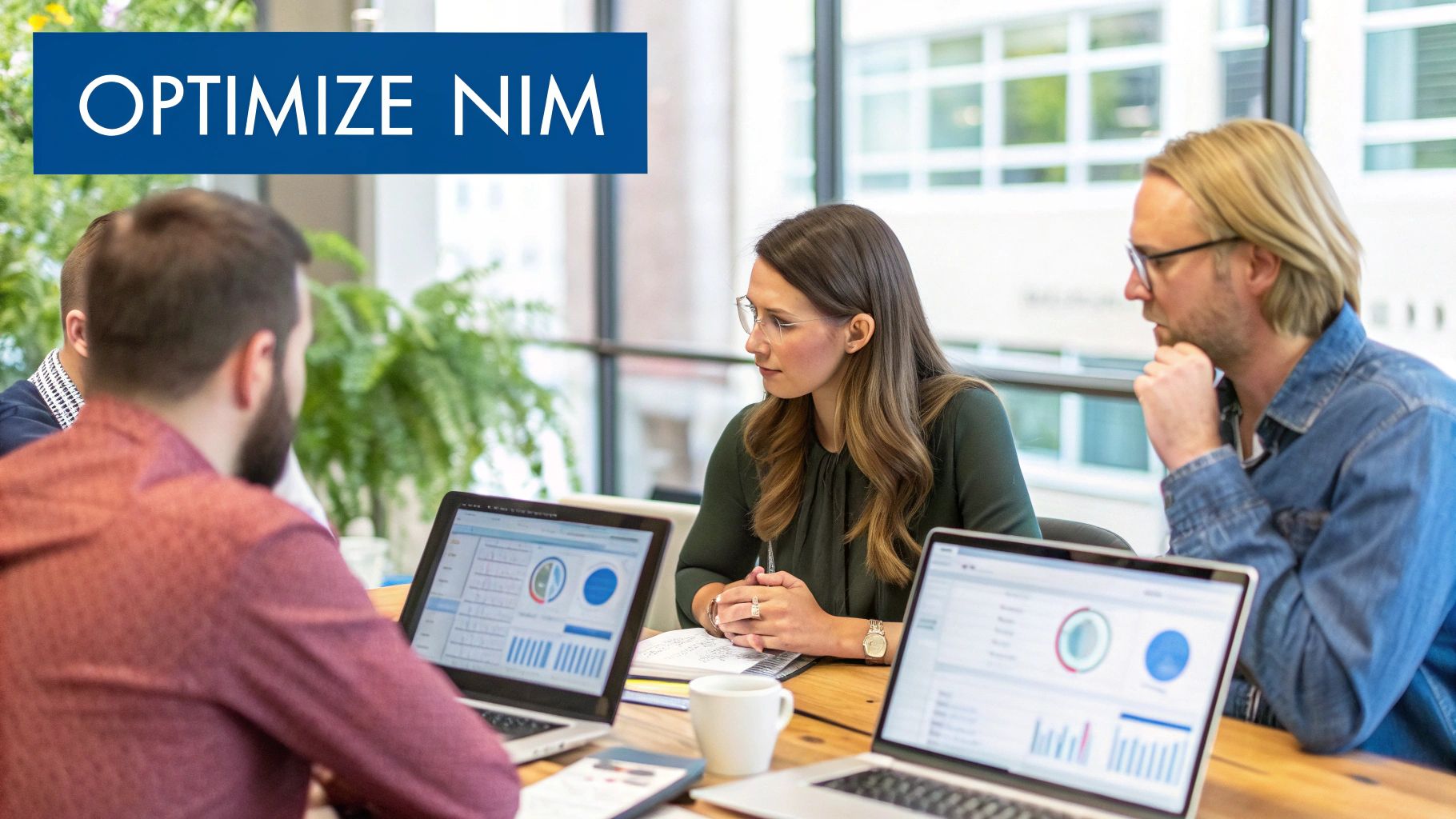 A world map with glowing data points, symbolizing the global and historical context of net interest margins.