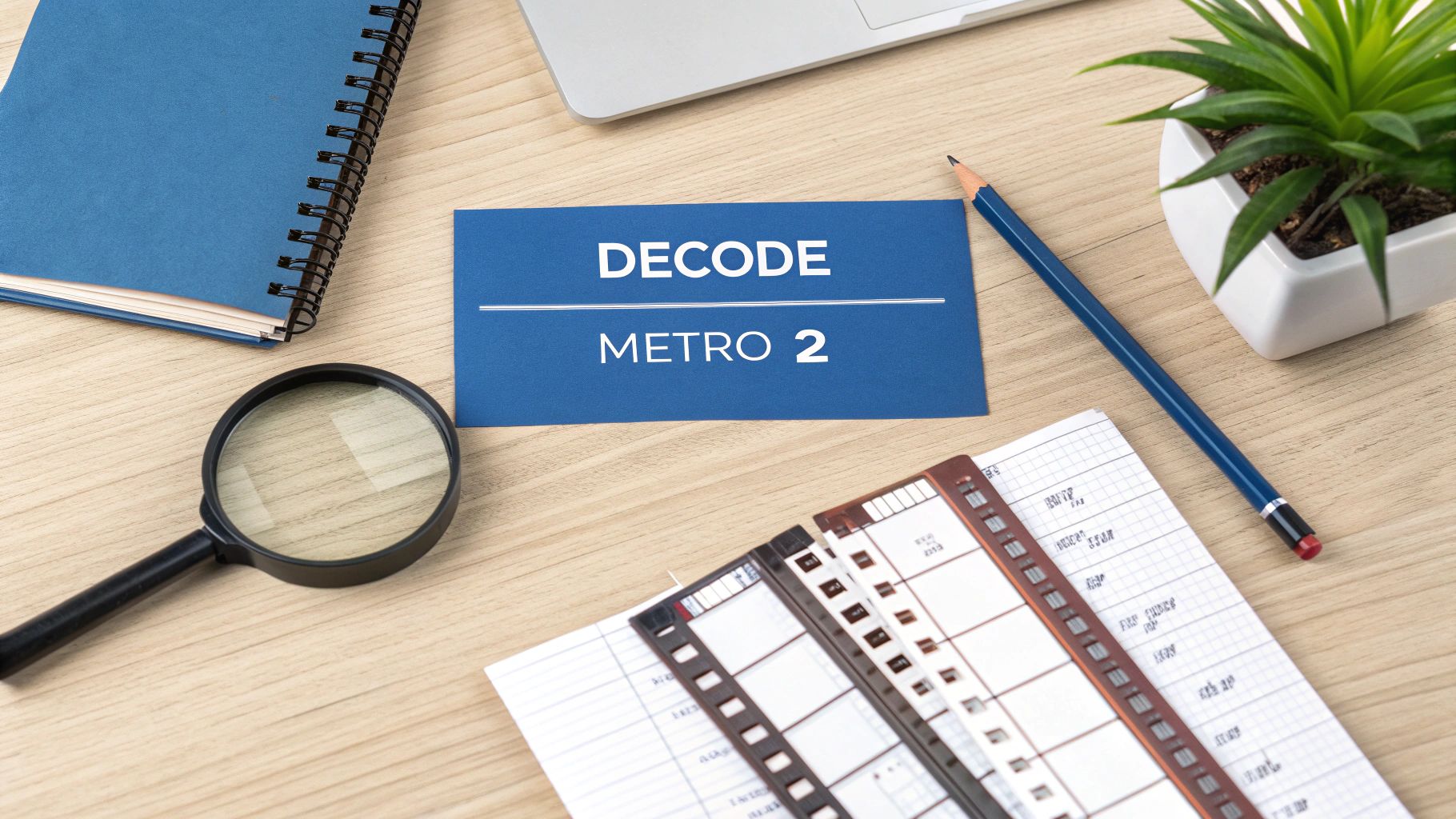 A close-up shot of lines of data on a computer screen, representing the detailed structure of a Metro 2 file.