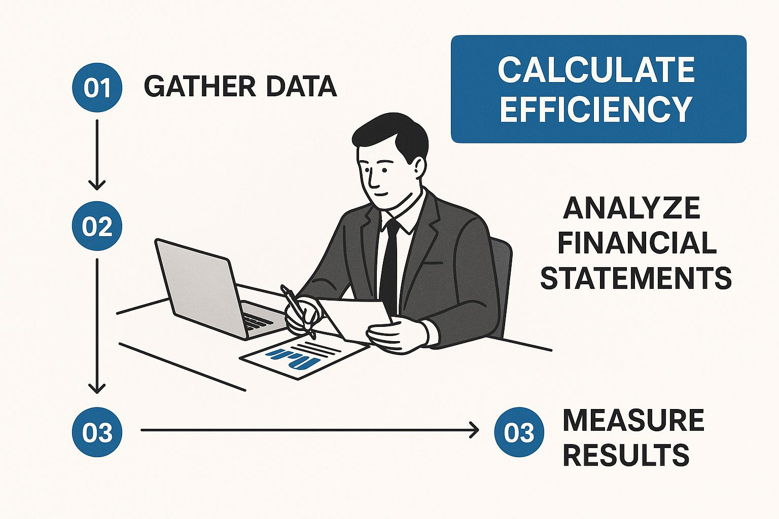 An accountant analyzing financial statements to calculate the efficiency ratio.