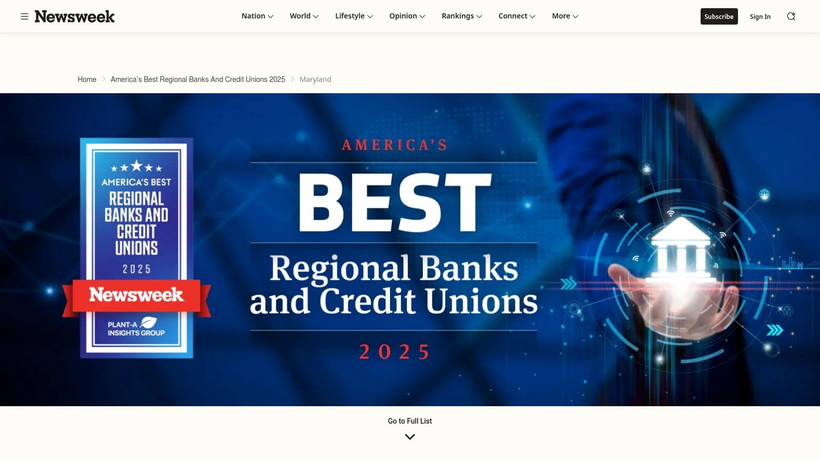 Newsweek – America’s Best Regional Banks & Credit Unions (Maryland)
