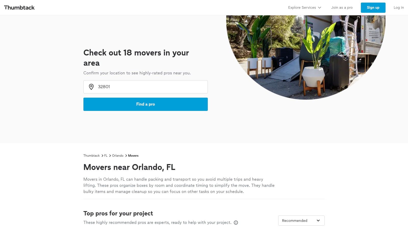 Thumbtack — Orlando Movers marketplace