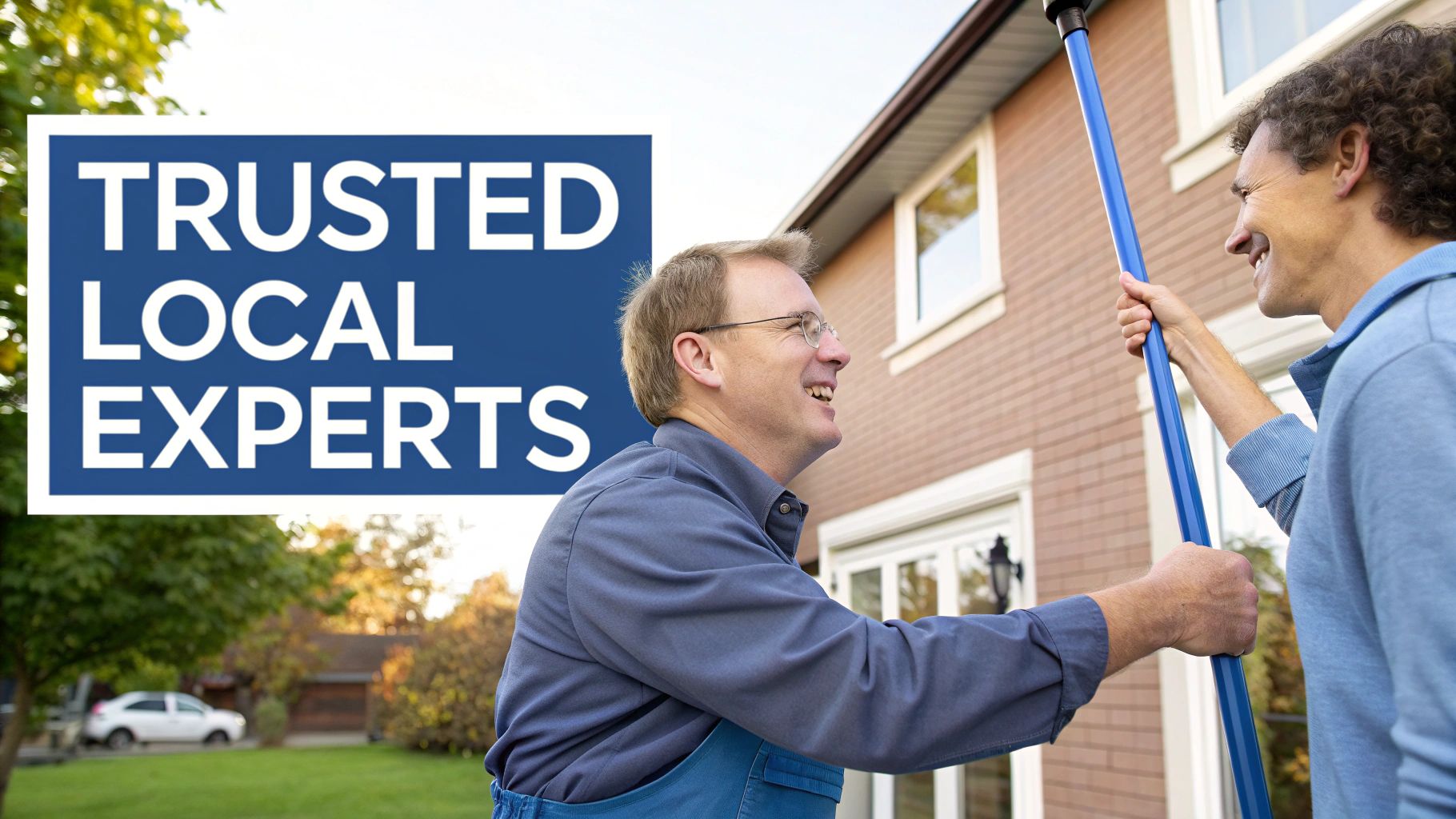 South Mountain Window Cleaning team member cleaning the windows of a commercial property.