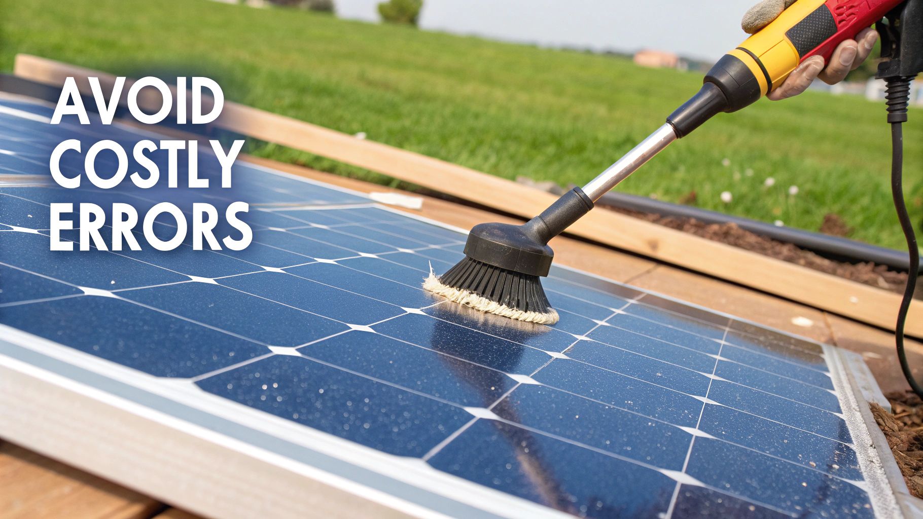 A solar panel with a visible crack, illustrating the potential for damage.